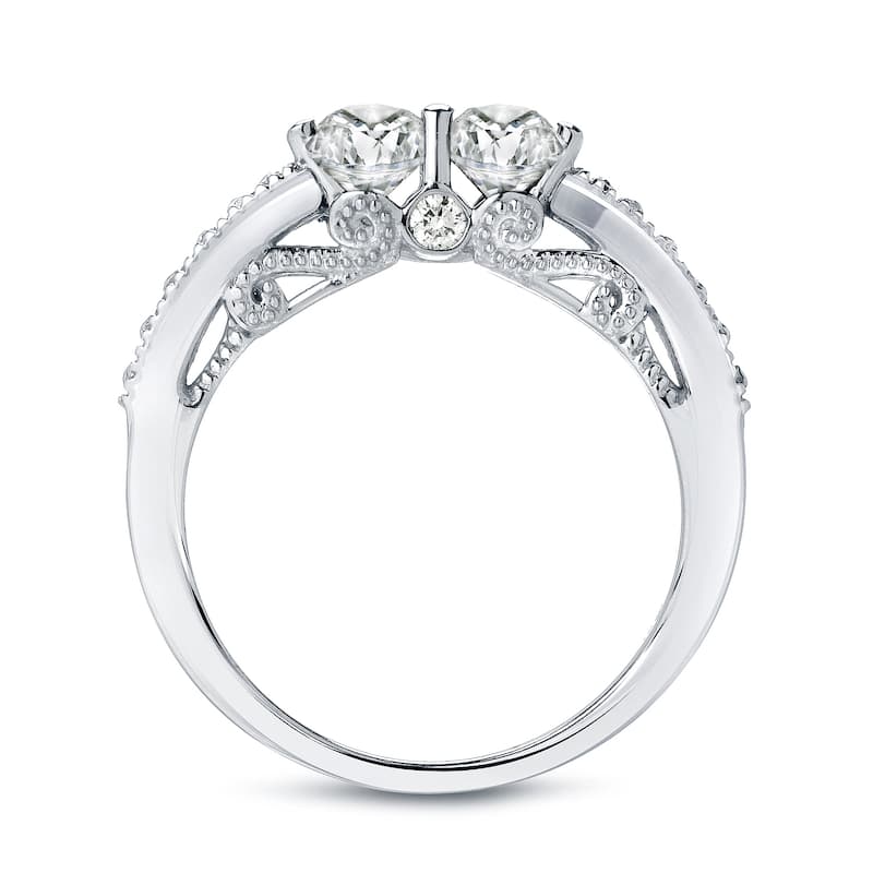 Auriya 14k Gold Vintage 1ct TDW 2-Stone Diamond Engagement Ring
