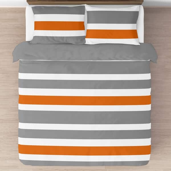 Shop Sweet Jojo Designs Grey And Orange Stripe 3 Piece Full Queen