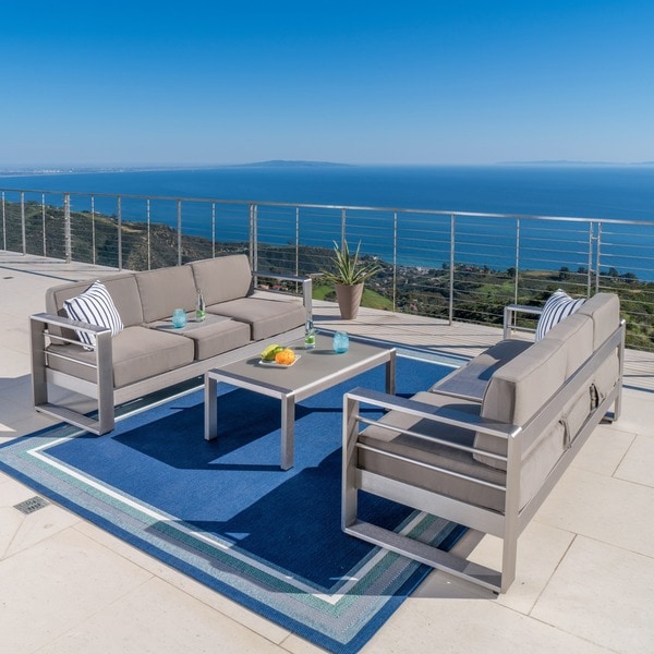 Shop Cape Coral Outdoor Aluminum 3-piece Sofa Set with ... Shop Cape Coral Outdoor Aluminum 3-piece Sofa Set with ... on Outdoor Loveseat Sets id=32642