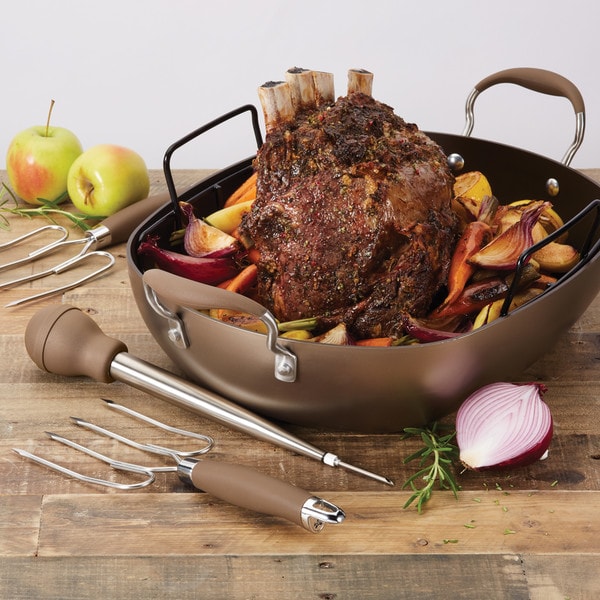 Anolon Advanced Hard-Anodized Nonstick Roaster Set, 16-Inch x 13-Inch Oval