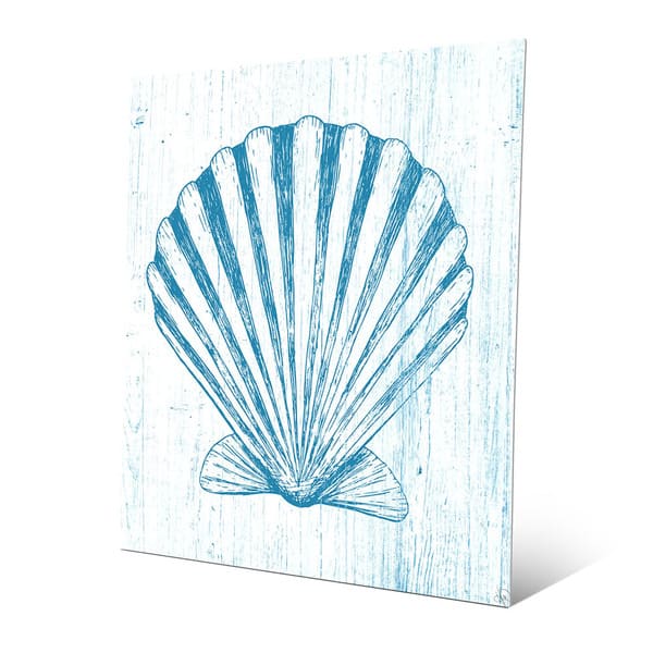 Seashell On Blue Metal Abstract Wall Art Overstock 12917737