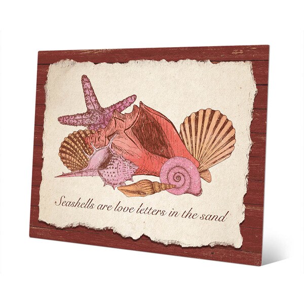Seashell Love Letters Red Metal Wall Art Free Shipping X27 Seashell Love Letters Red Metal Wall Art