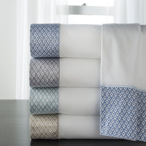 Adara 400 Thread Count Cotton Printed Hem Sheet Sets