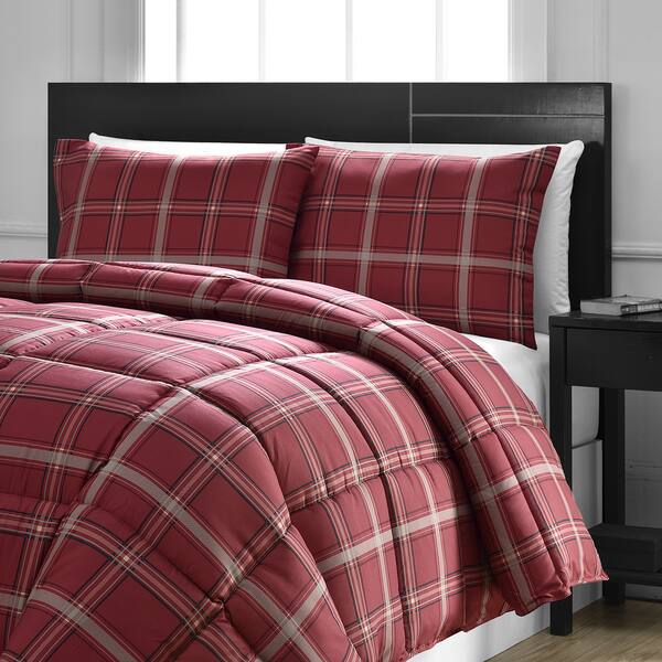 Shop Comfy Bedding Red Plaid Down Alternative 3 Piece Comforter