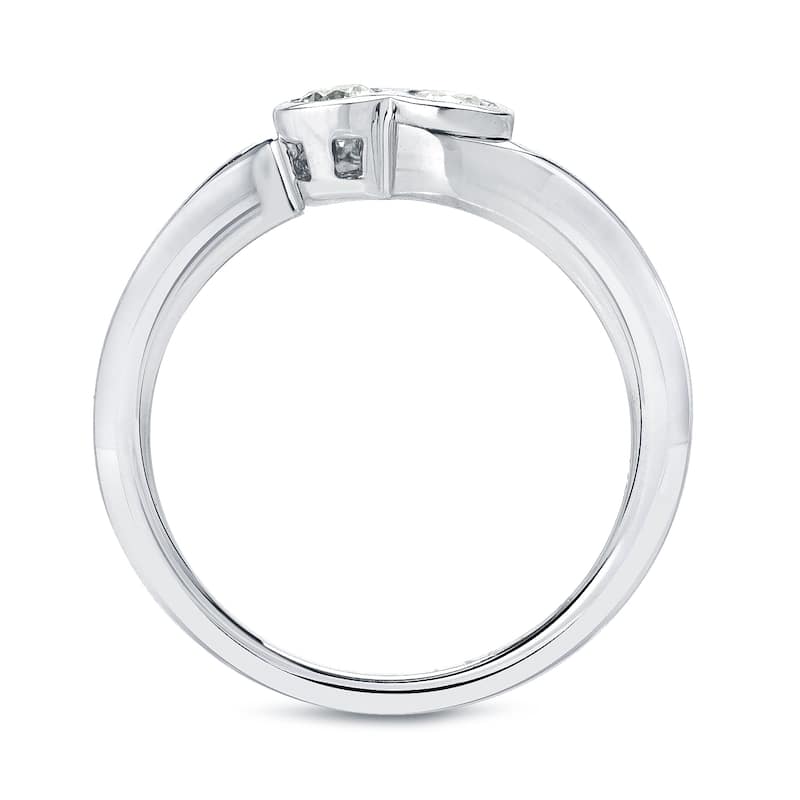 Auriya 14k Gold 1/4ct TDW 2-Stone Diamond Bezel Engagement Ring