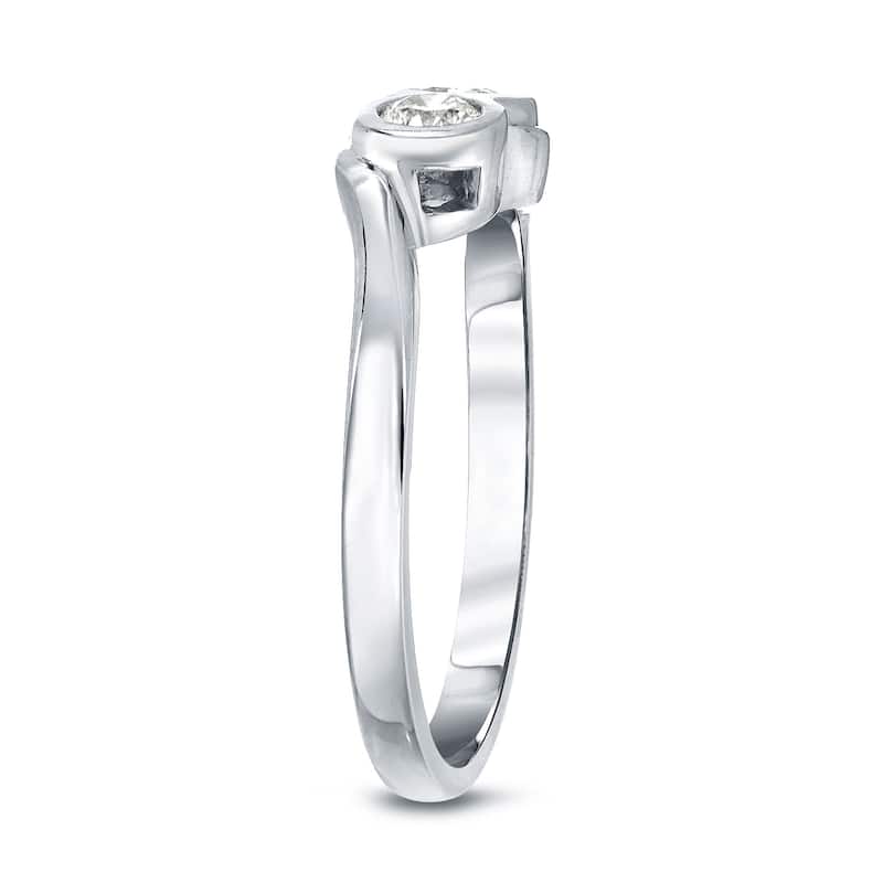 Auriya 14k Gold 1/2ct TDW 2-Stone Diamond Bezel Engagement Ring