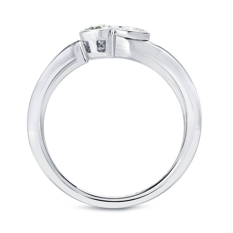 Auriya 14k Gold 3/4ct TDW 2-Stone Round Diamond Bezel Engagement Ring