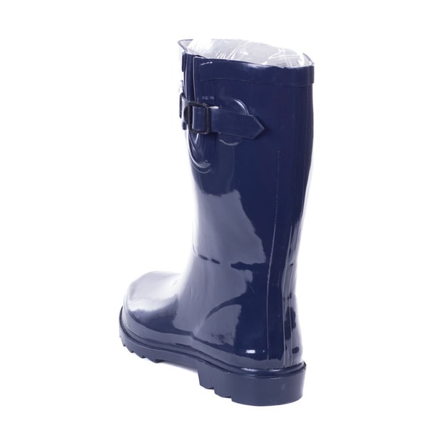 womens navy blue mid calf boots