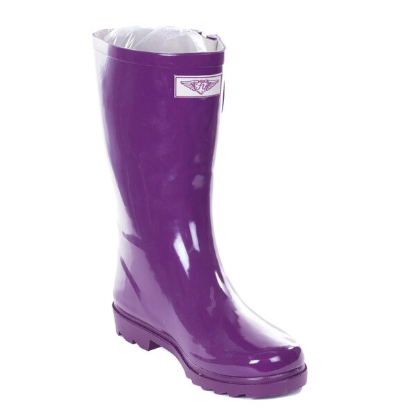 purple rubber boots