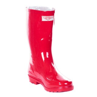 red plastic boots