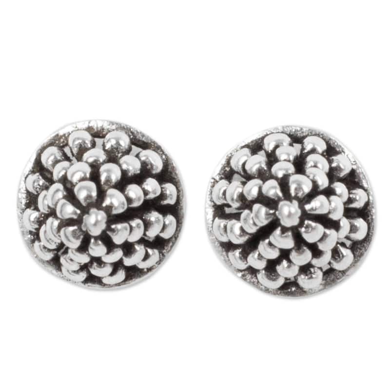 Handmade Sterling Silver Shining Berry Earrings (Thailand) - 0.2*0.2 - 0.2*0.2 - Silver - White