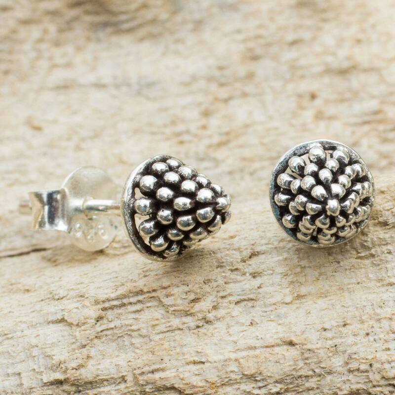 Handmade Sterling Silver Shining Berry Earrings (Thailand) - 0.2*0.2