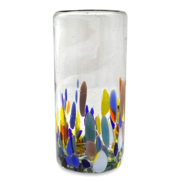 Set of 6 Multicolor Hand Blown Glass Margarita Glasses - Confetti Festival