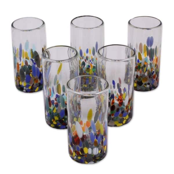 High Ball Glasses Set Of 6 Glassware Drinking Multicolor Tumblers Water  Cocktail