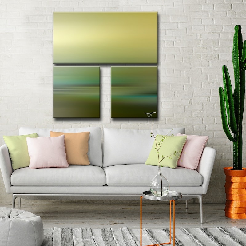 Blur Stripes LXVIII' 3-Piece Wrapped Canvas Wall Art Set