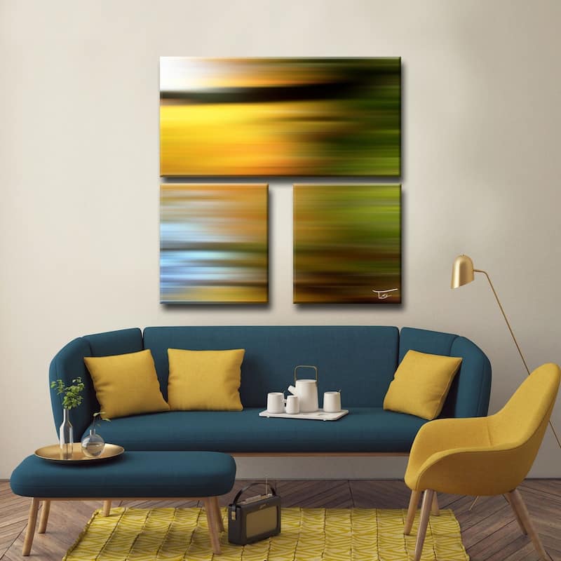 Blur Stripes LXVI' Abstract Wrapped Canvas Wall Art