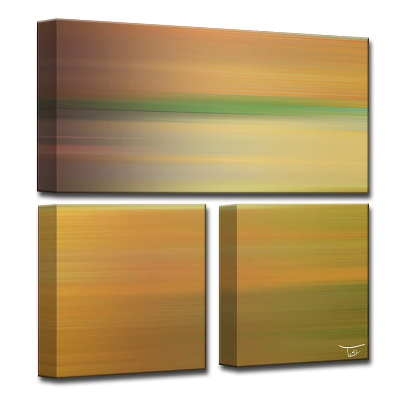 Blur Stripes LXII' 3-Piece Wrapped Canvas Wall Art Set