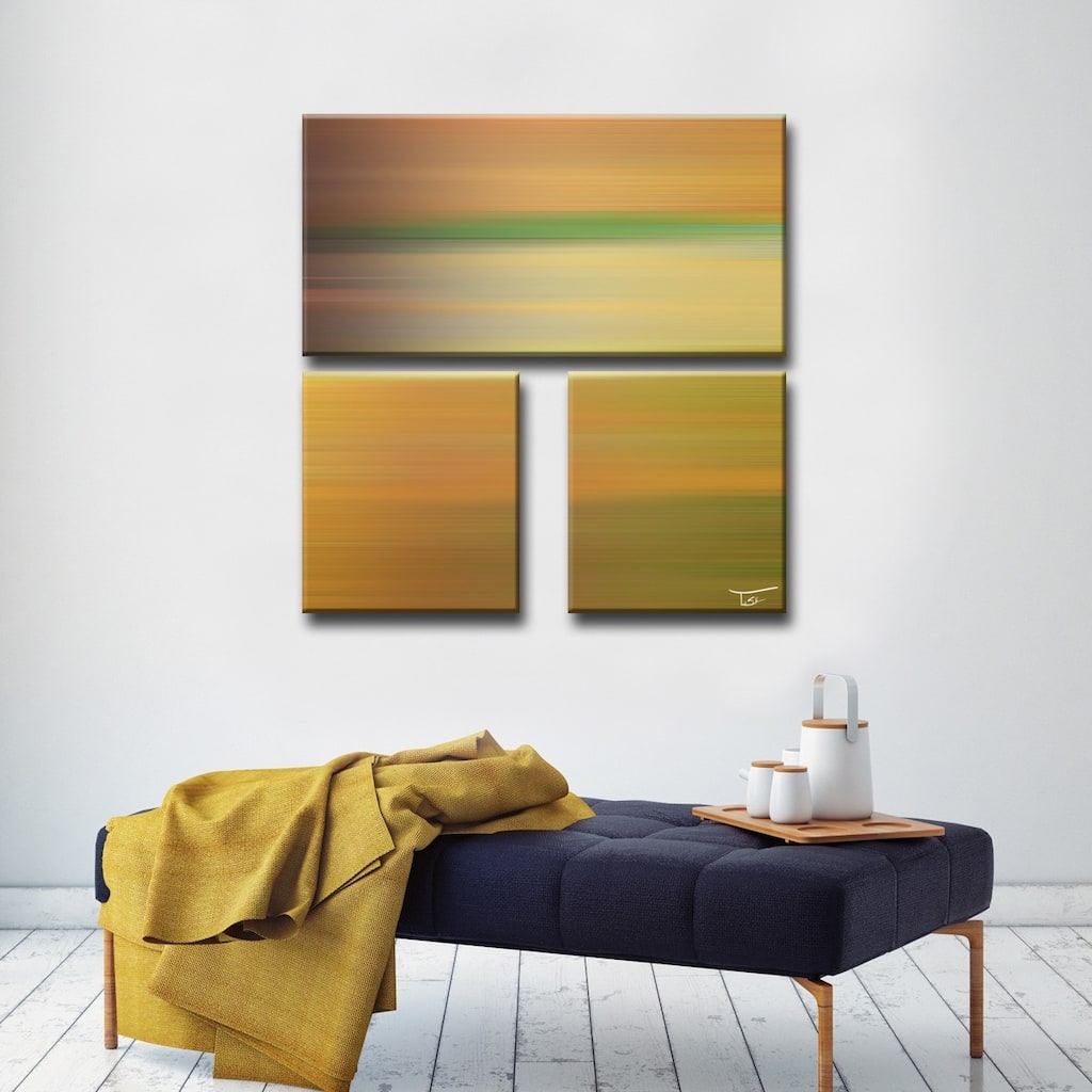 Blur Stripes LXII' 3-Piece Wrapped Canvas Wall Art Set