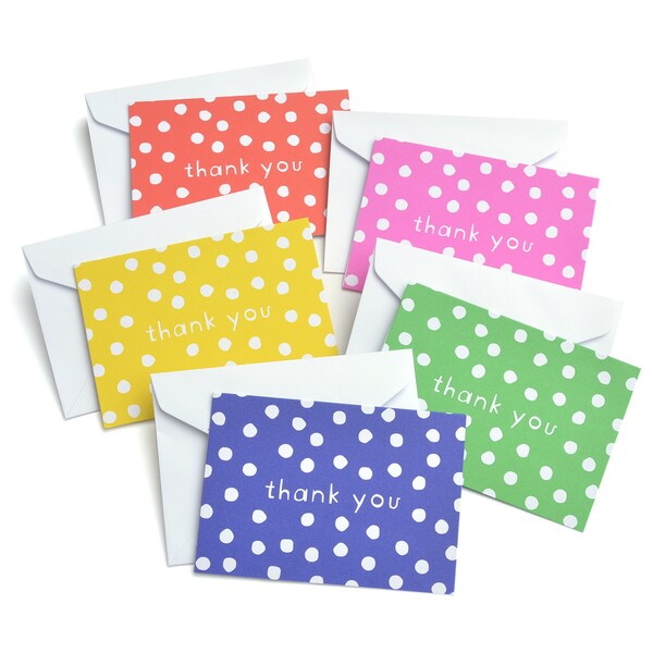 Multicolored Assorted Bright Polka Dot Thank You Cards (Case of 50)