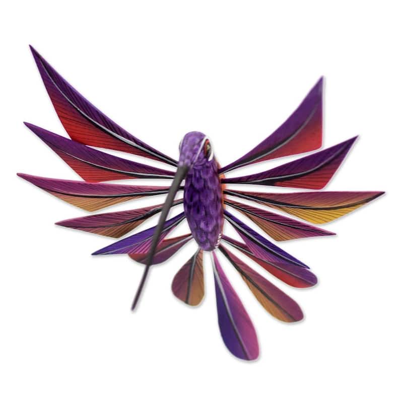 NOVICA Handmade Copal Wood 'Purple Hummingbird' Alebrije Sculpture (Mexico)