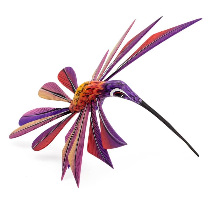 NOVICA Handmade Copal Wood 'Purple Hummingbird' Alebrije Sculpture (Mexico)