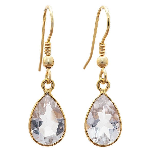 Sitara Handmade Gold Overlay Gemstone Earrings (India). Opens flyout.