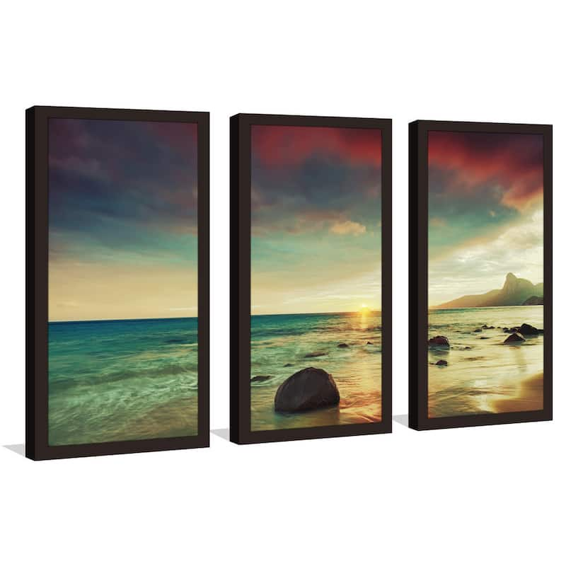 "Ocean Waters 2" Framed Plexiglass Wall Art Set of 3