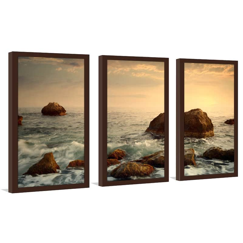 "Ocean Waters" Framed Plexiglass Wall Art Set of 3