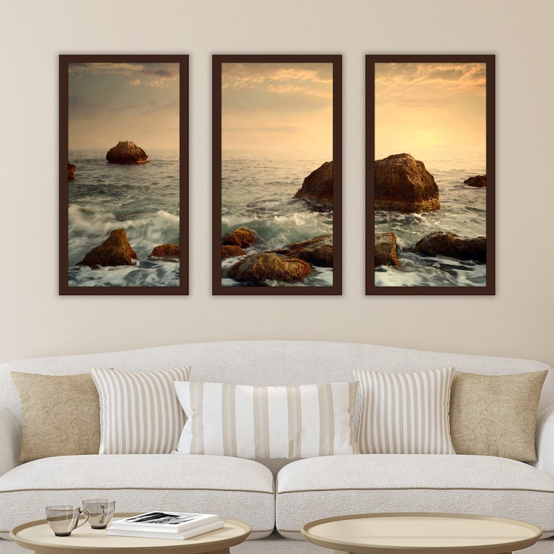 "Ocean Waters" Framed Plexiglass Wall Art Set of 3