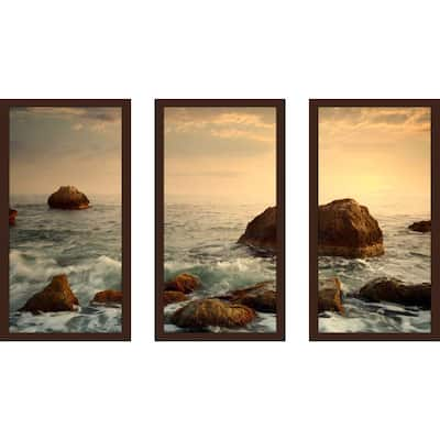 "Ocean Waters" Framed Plexiglass Wall Art Set of 3