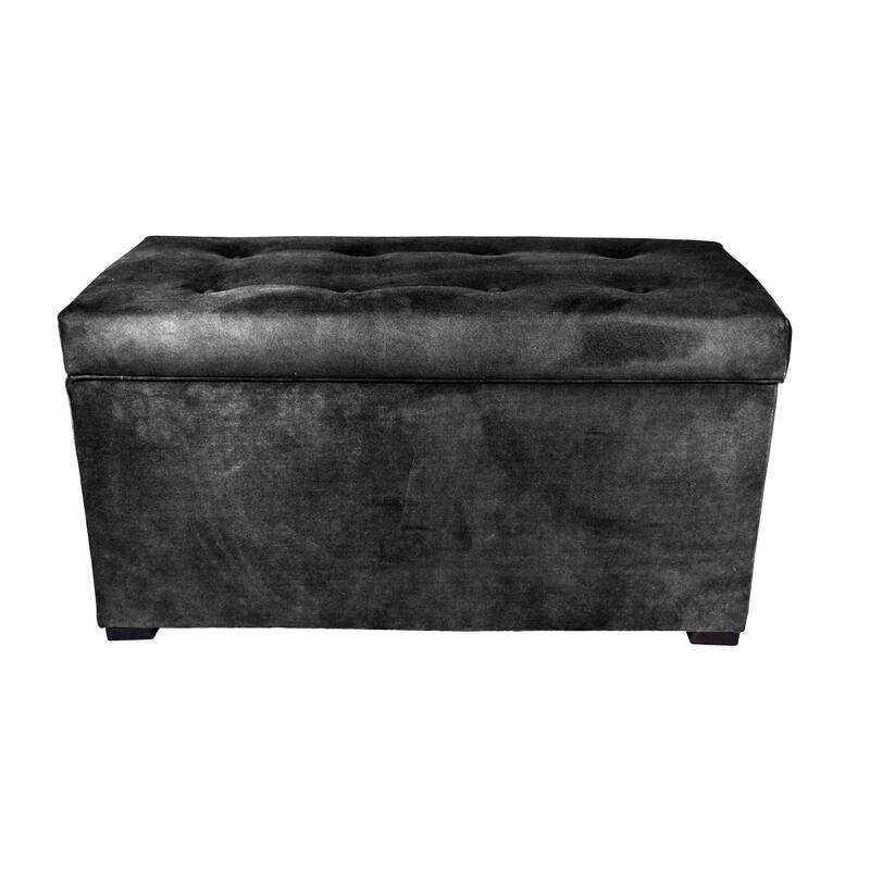 MJL Furniture Angela 8-button Tufted Obsession Storage Trunk Bench - Charcoal