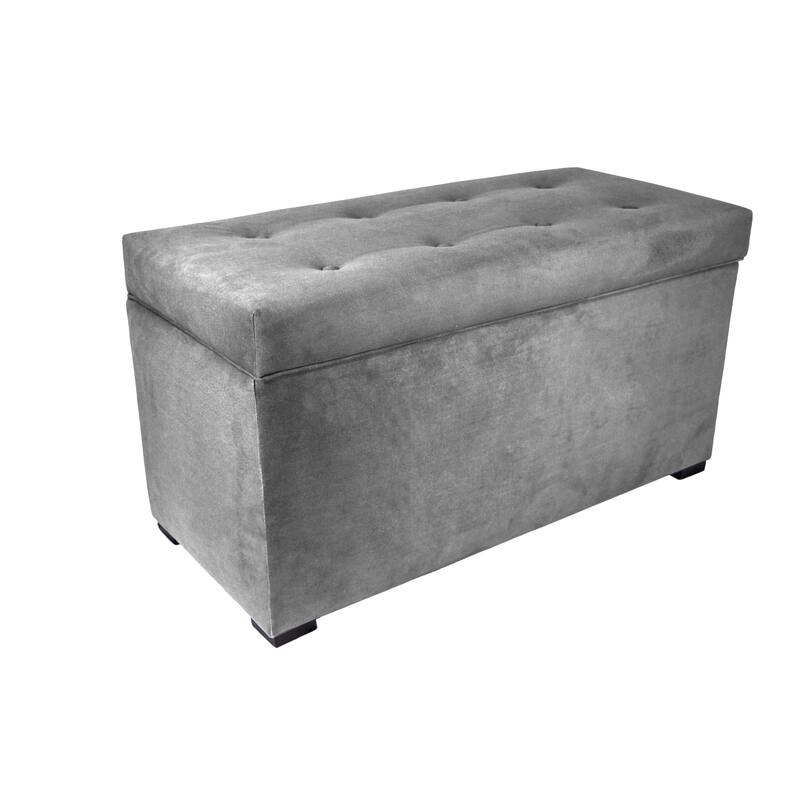 MJL Furniture Angela 8-button Tufted Obsession Storage Trunk Bench - Grey