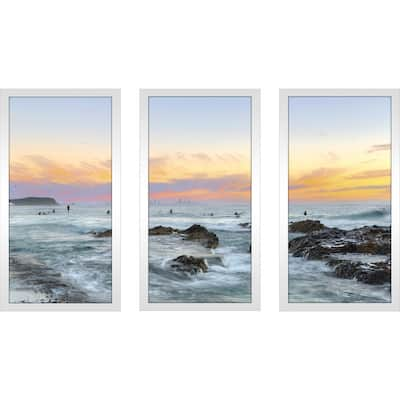 "Ocean Sunset" Framed Plexiglass Wall Art Set of 3