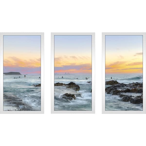 Shop Ocean Sunset Framed Plexiglass Wall Art Set Of 3 On Sale Overstock 12923328