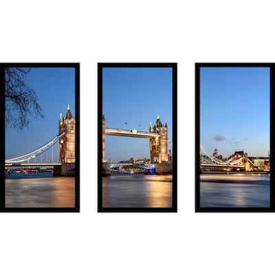 "London Bridge" Framed Plexiglass Wall Art Set of 3