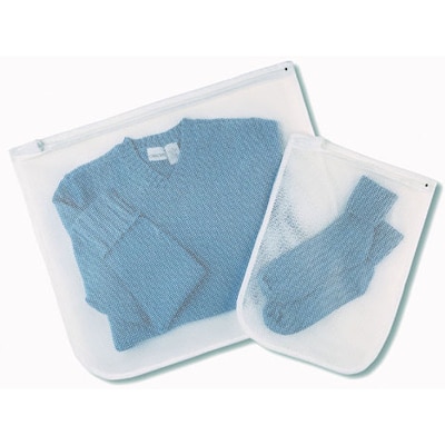 Whitmor Zippered Mesh Wash Bags - White -2 Piece Set