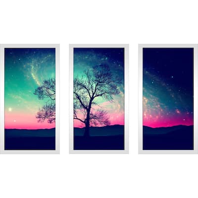 "The Night Sky" Framed Plexiglass Wall Art Set of 3