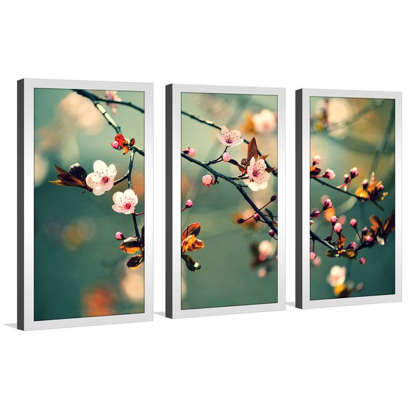 "Floral Photography" Framed Plexiglass Wall Art Set of 3