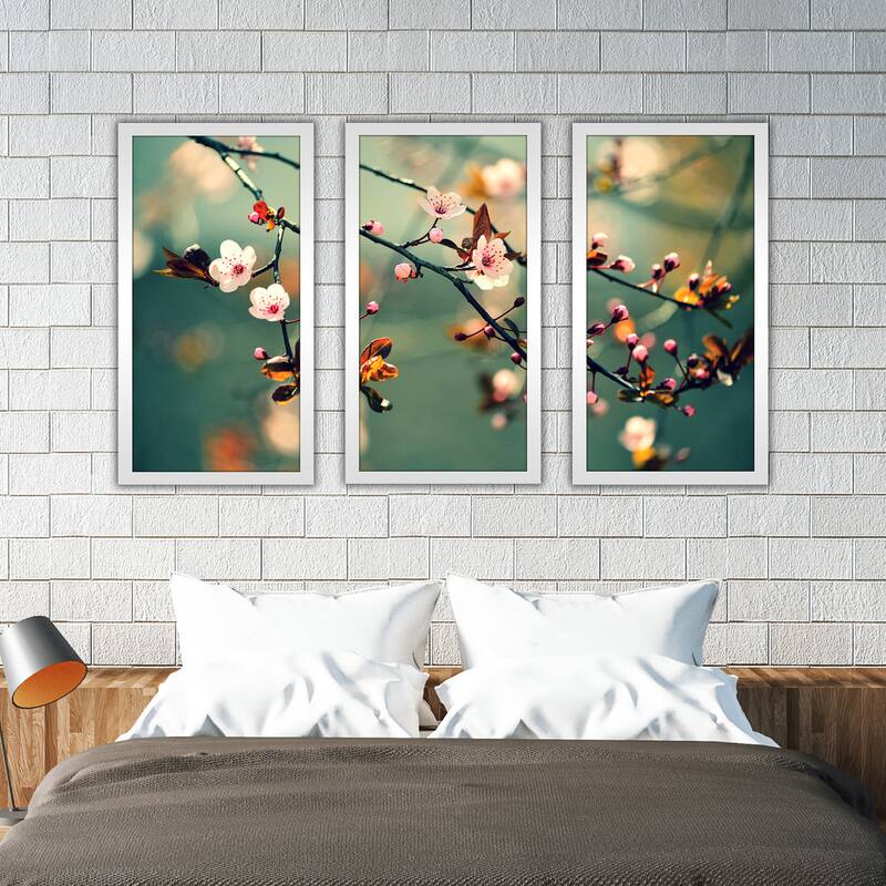 "Floral Photography" Framed Plexiglass Wall Art Set of 3