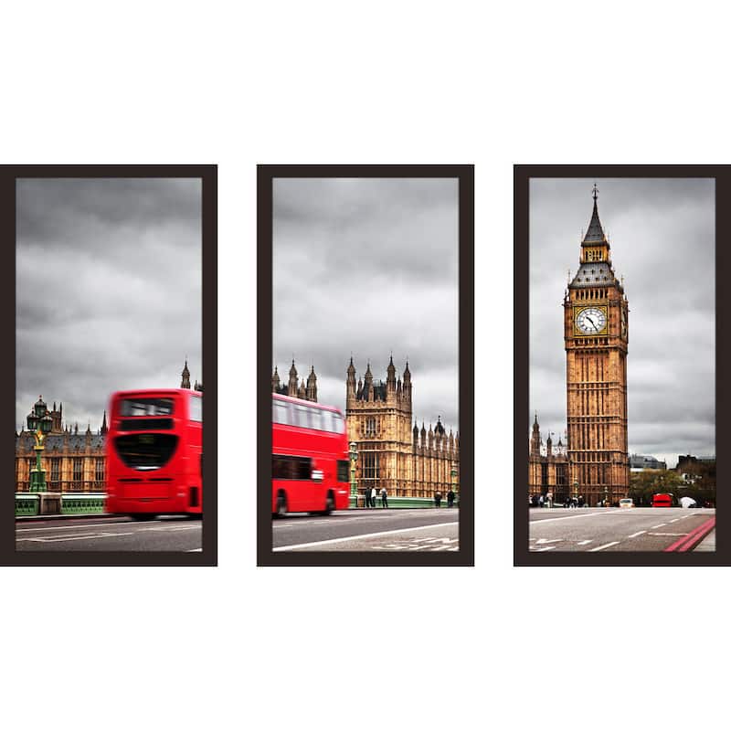 "London" Framed Plexiglass Wall Art Set of 3