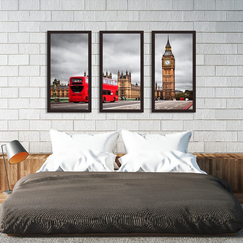 "London" Framed Plexiglass Wall Art Set of 3