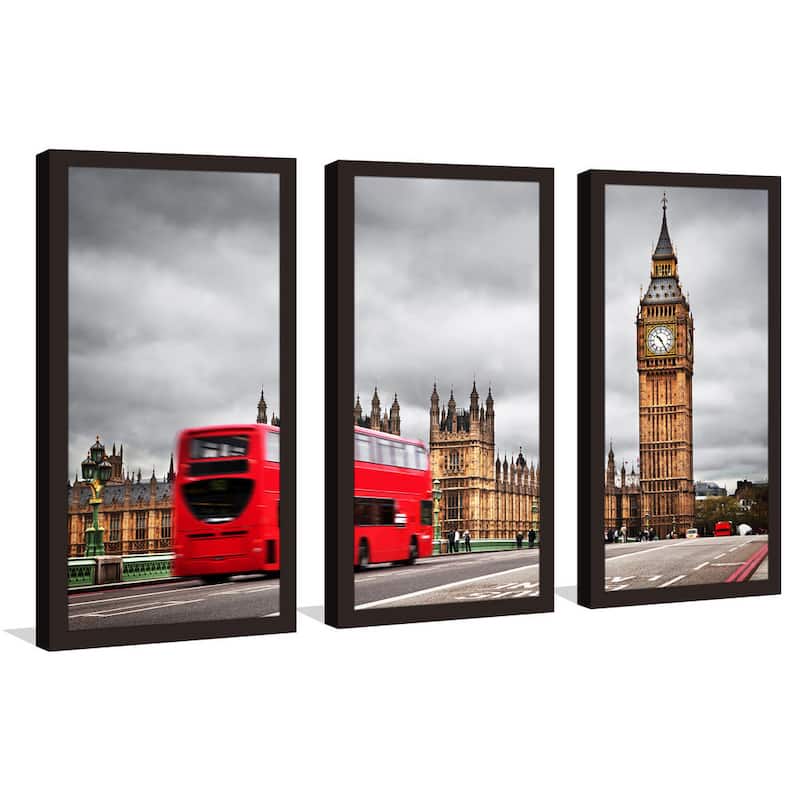 "London" Framed Plexiglass Wall Art Set of 3