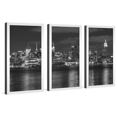 "Black City" Framed Plexiglass Wall Art Set of 3