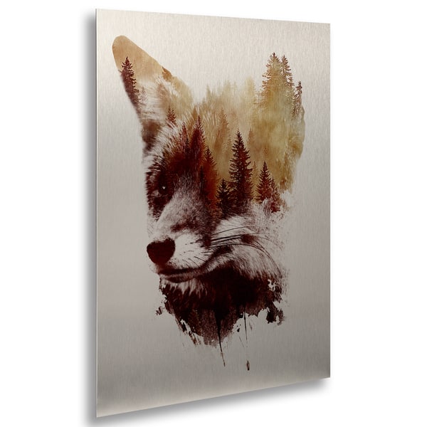 Robert Farkas 'Blind Fox' Floating Brushed Aluminum Art - Overstock ...