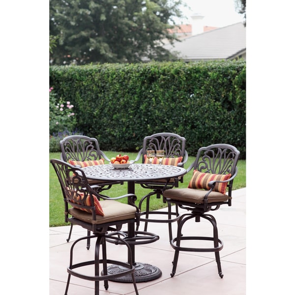 Havenside Home Carmel 5-piece Antique Bronze Aluminum Bar Table Dining Set