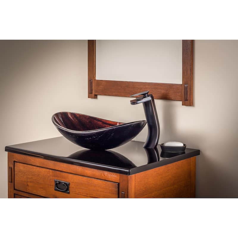 Novatto Cascade Oil-rubbed Bronze Brass Single-lever Deck-mount Waterfall Vessel Faucet