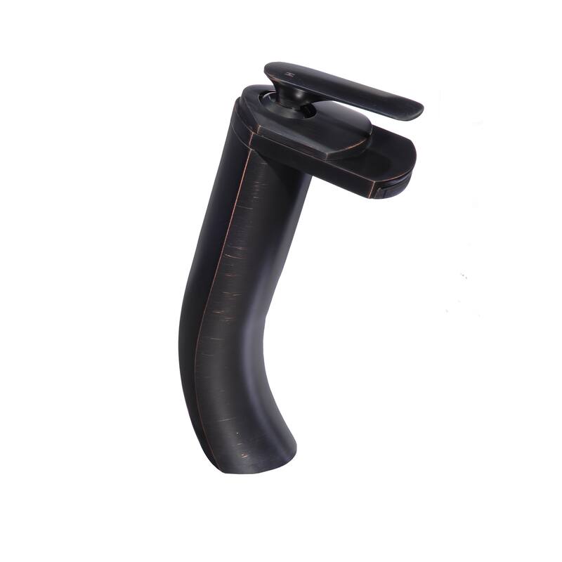 Novatto Cascade Oil-rubbed Bronze Brass Single-lever Deck-mount Waterfall Vessel Faucet