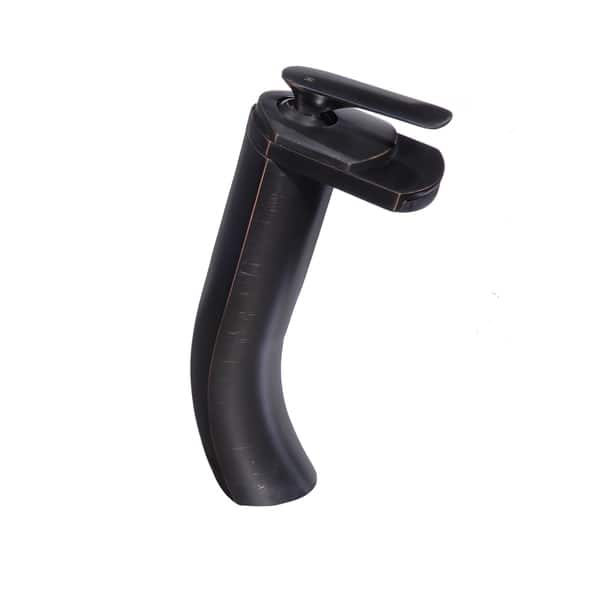 slide 2 of 5, Novatto Cascade Oil-rubbed Bronze Brass Single-lever Deck-mount Waterfall Vessel Faucet