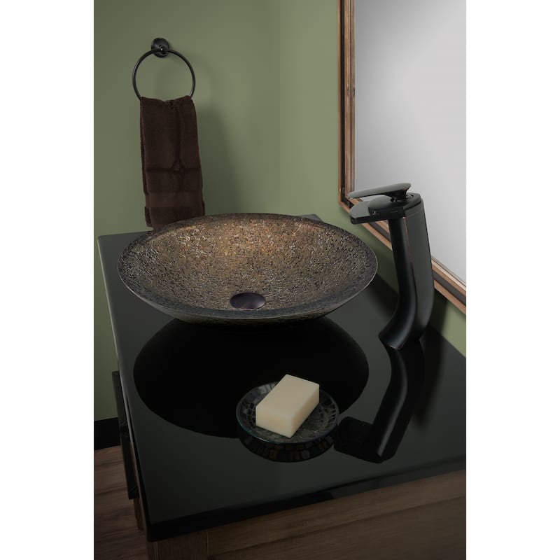 Novatto Cascade Oil-rubbed Bronze Brass Single-lever Deck-mount Waterfall Vessel Faucet