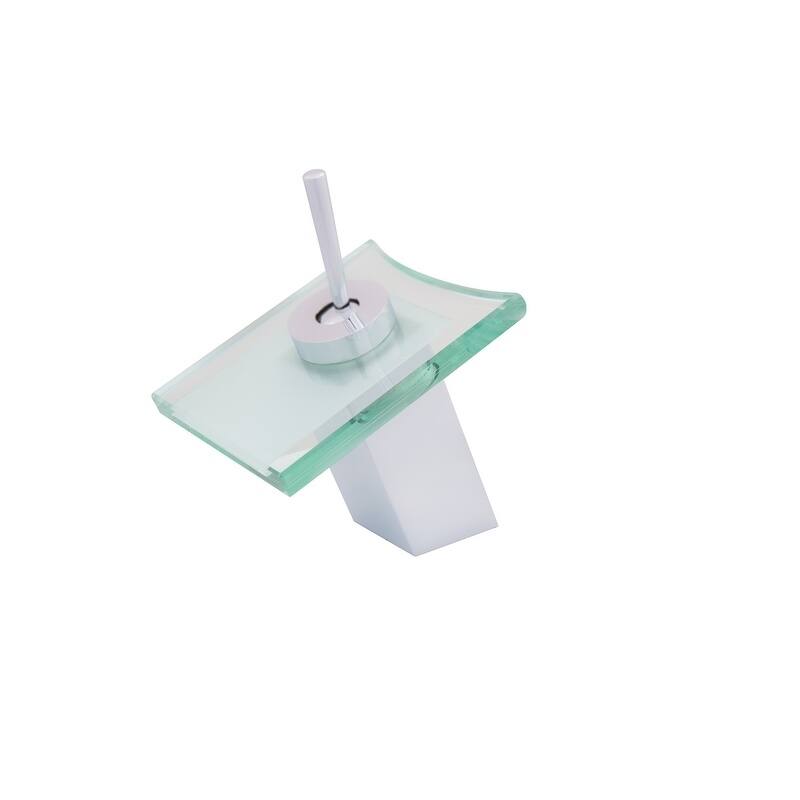 Novatto Monroe Chrome-finished Brass/Glass Single-lever Deck Mount Waterfall Vessel Faucet